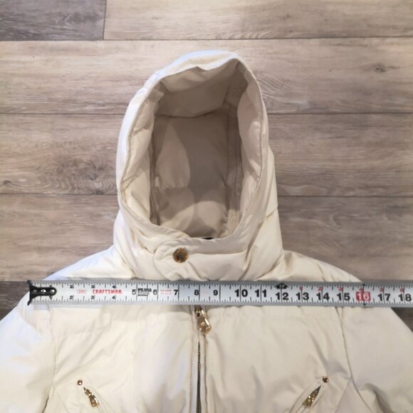 Lauren Ralph Lauren Women's Hooded Puffer Belted Down Jacket Coat Cream Sz Small - Picture 13 of 16